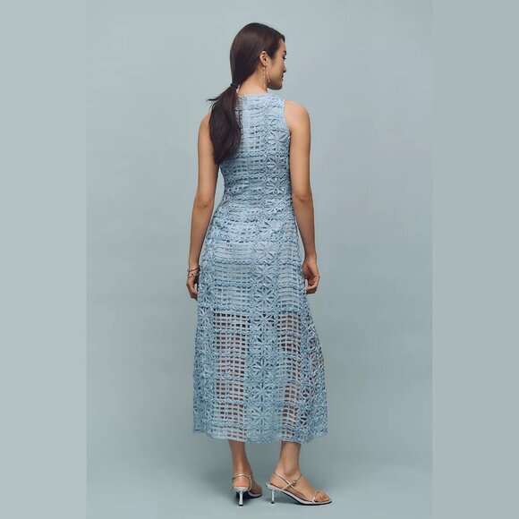 NEW Endless Rose Size Small Women's Sleeveless Textured Lace Midi Dress - Blue - Picture 4 of 4